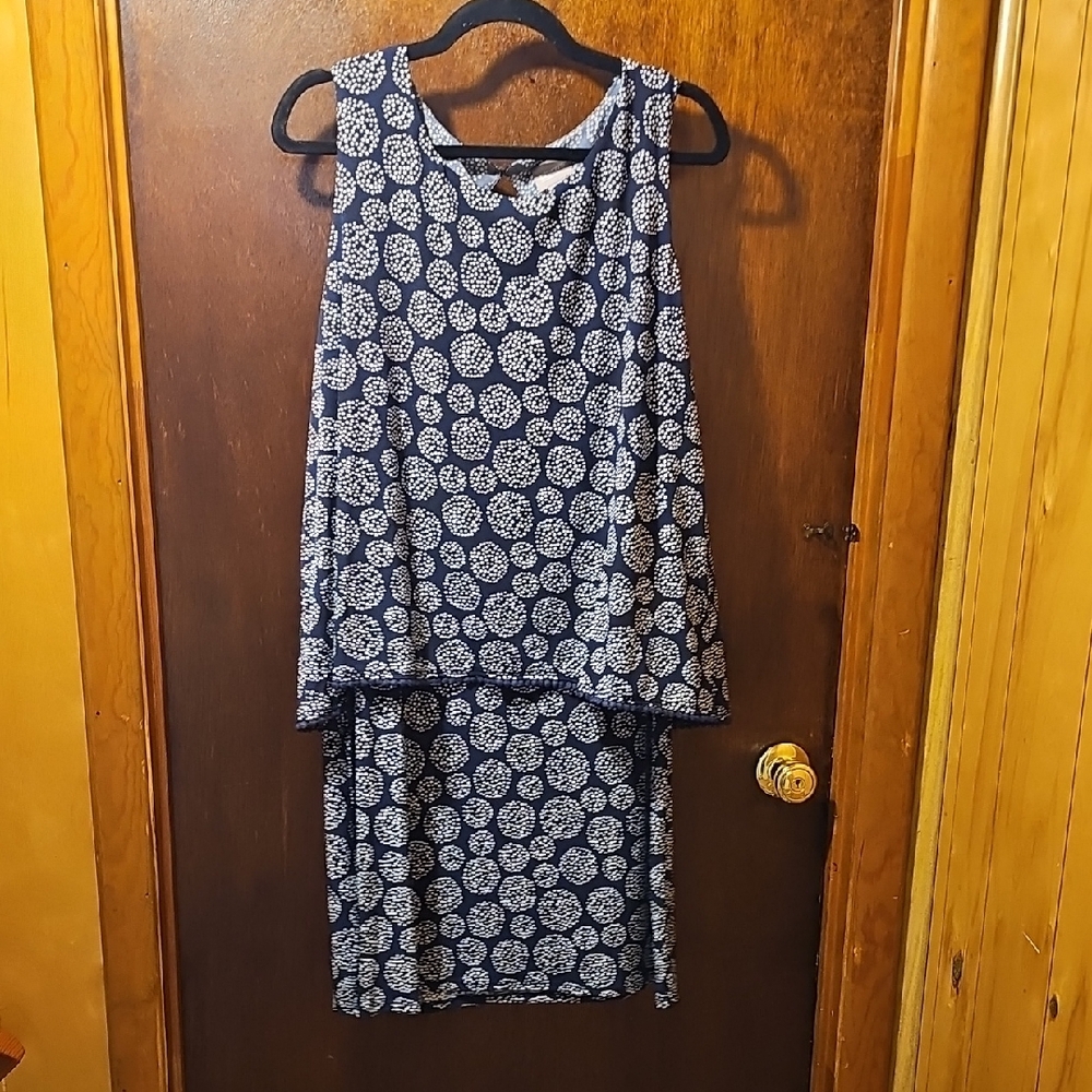 Chico's Navy and White Sleeveless Dress